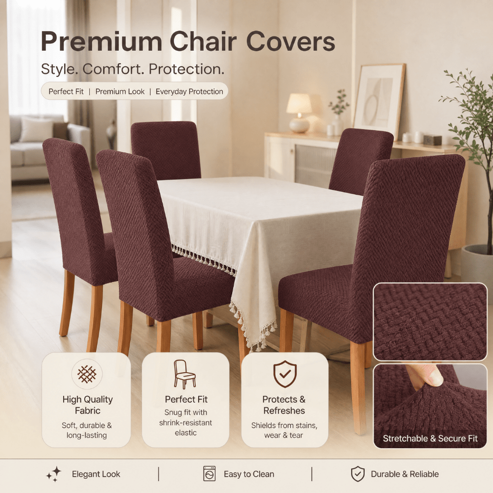 Dark Brown Polar Fleece Premium Chair Cover - Stretchable & Elastic Fitted polar fleece chair cover Great Happy IN 