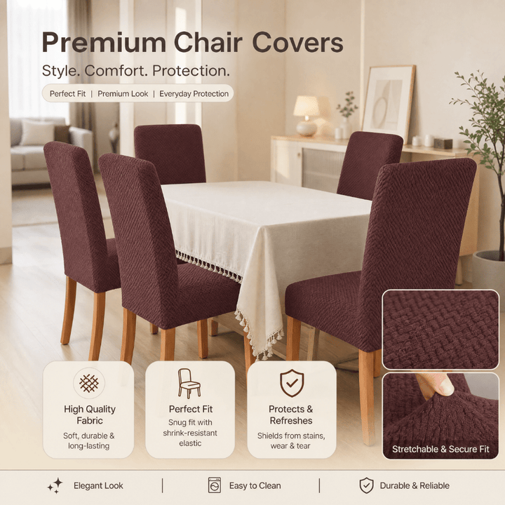 Dark Brown Polar Fleece Premium Chair Cover - Stretchable & Elastic Fitted polar fleece chair cover Great Happy IN 