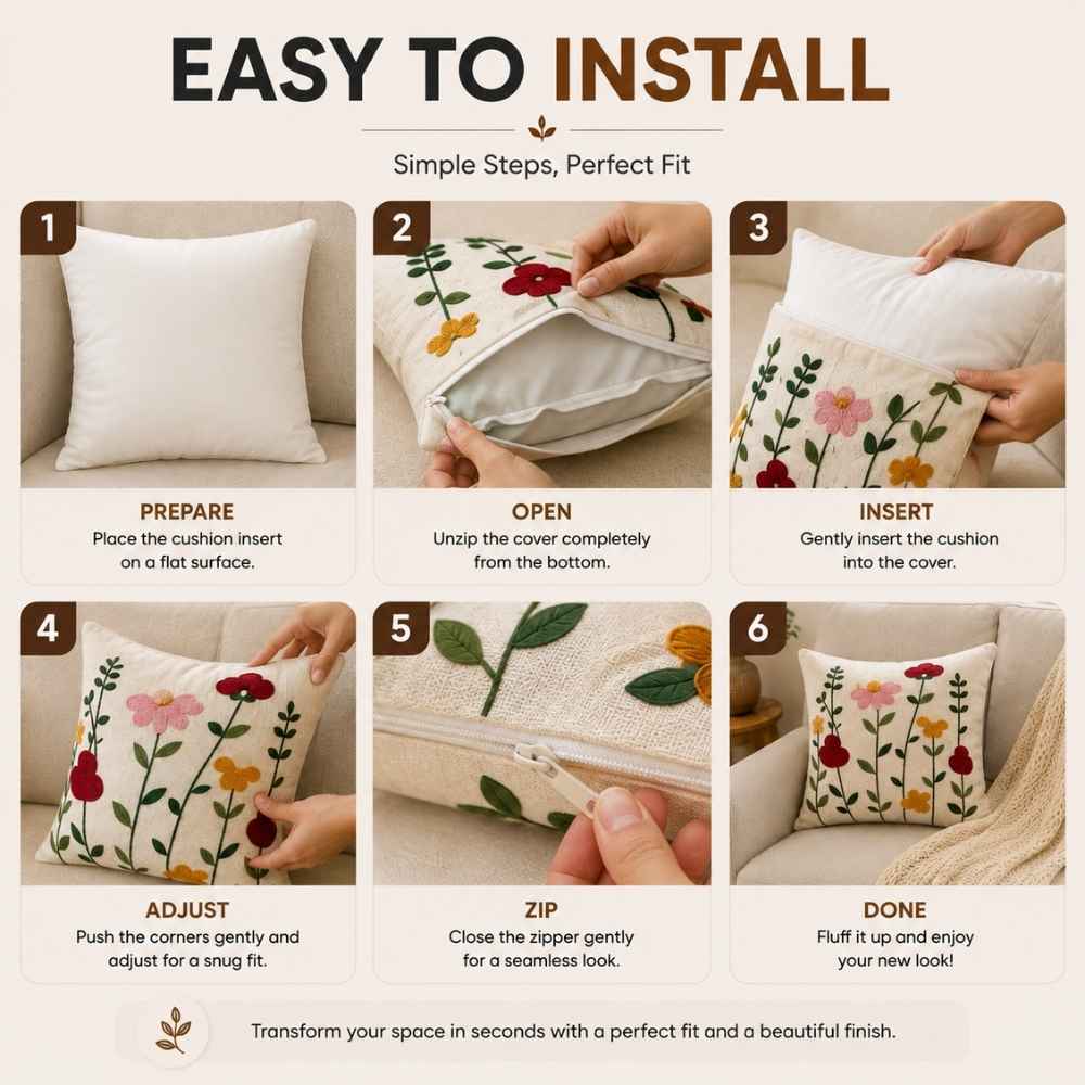 Gulbahar Artisan Embroidered Cushion Covers 16 × 16 cushion cover Great Happy IN 
