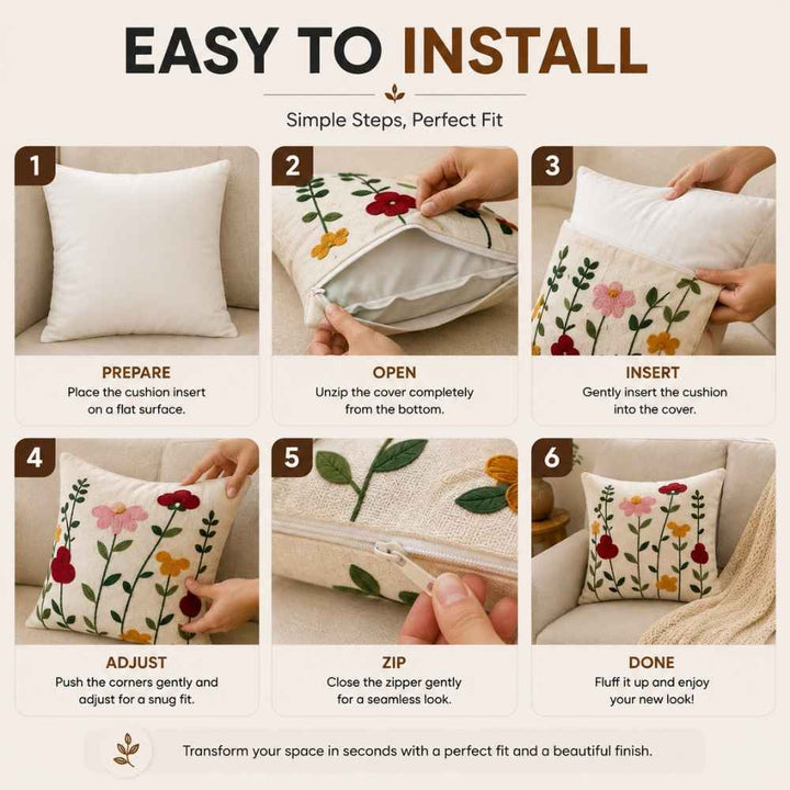 Gulbahar Artisan Embroidered Cushion Covers 16 × 16 cushion cover Great Happy IN 