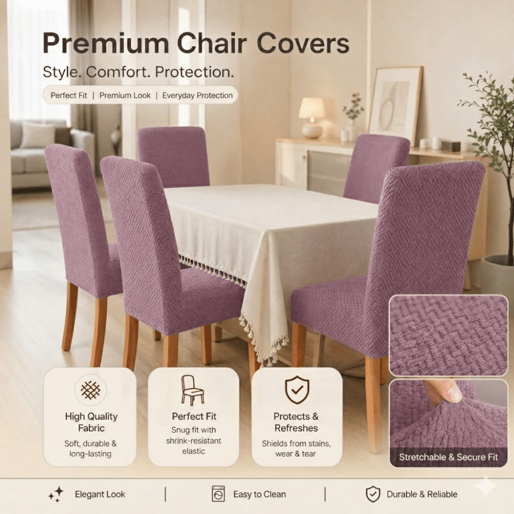 Pink Polar Fleece Premium Chair Cover - Stretchable & Elastic Fitted polar fleece chair cover Great Happy IN 