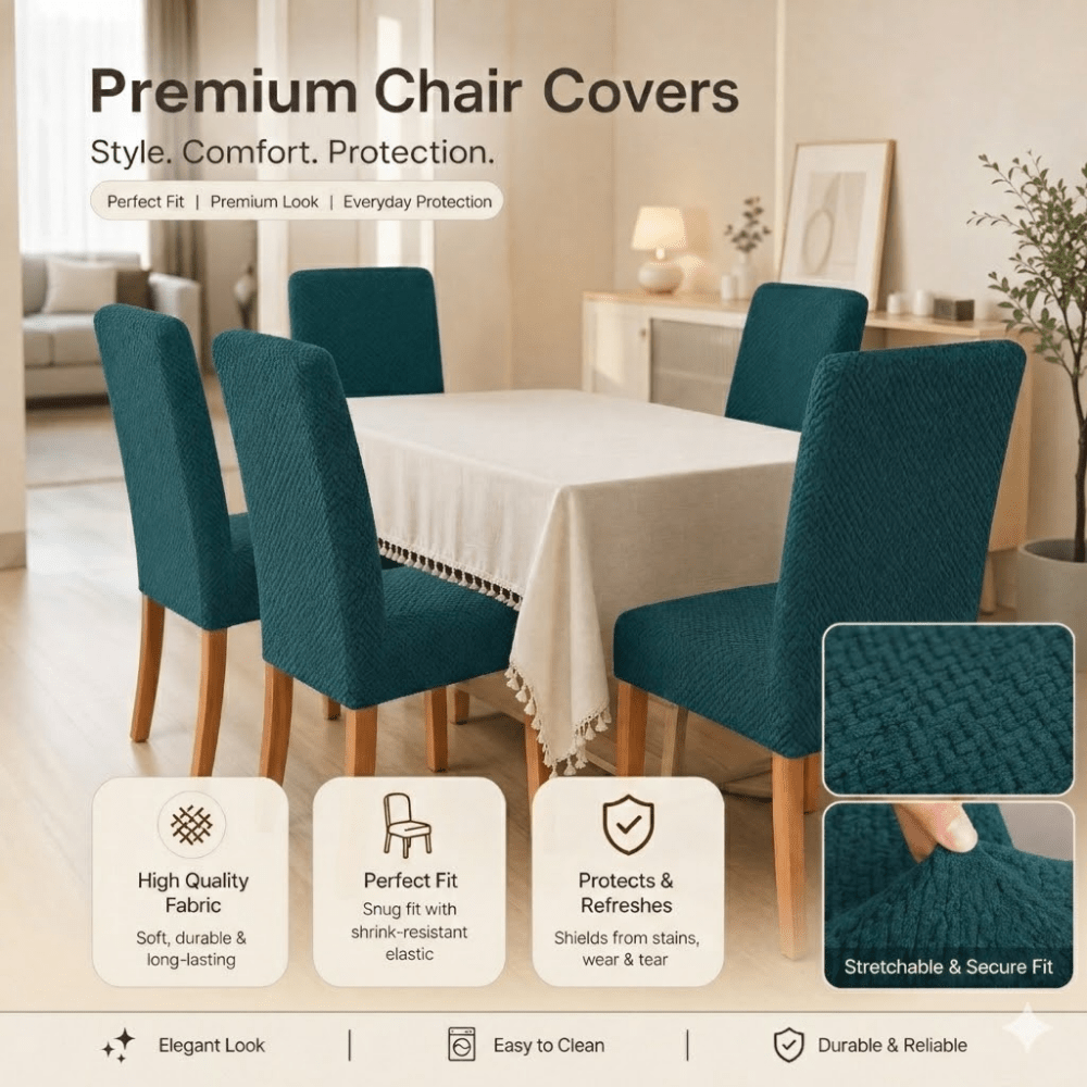 Teal Polar Fleece Premium Chair Cover - Stretchable & Elastic Fitted polar fleece chair cover Great Happy IN 