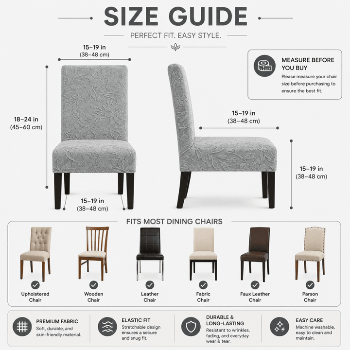 Dark Grey Jacquard Chair Cover- Stretchable & Elastic Fitted jacquard chair cover Great Happy IN 