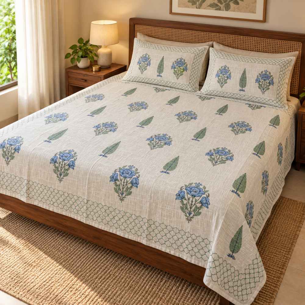 Festive Hand-Block Printed Bedcover - Luxury Diwali Gift gift Great Happy IN 