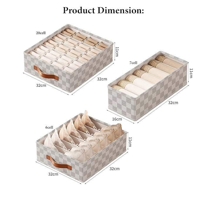 3-Pack Sock & Underwear Drawer Dividers – 20/7/6 Compartments Great Happy IN 