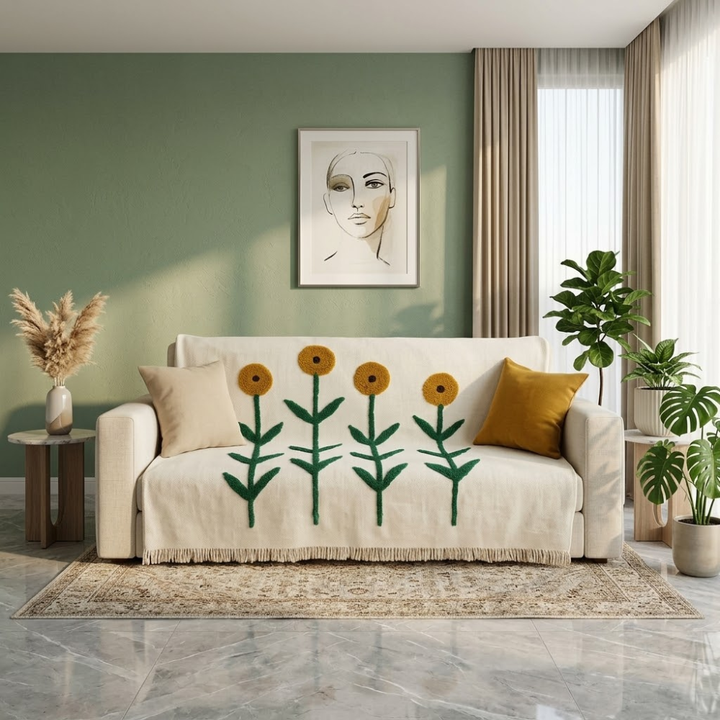 Jute Cotton Sofa Throw