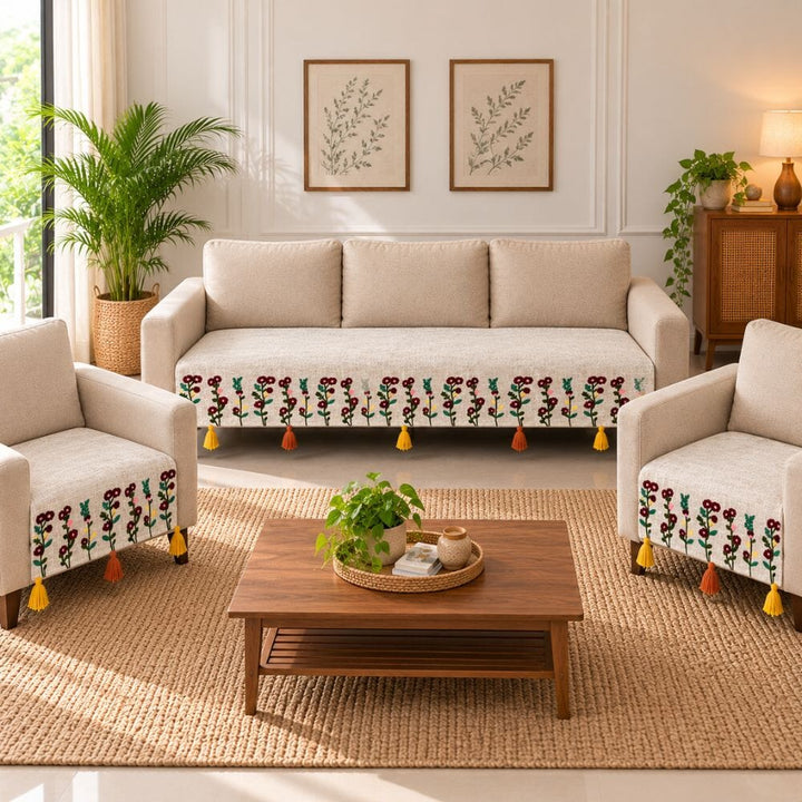 Jute Look Cotton Sofa Cover jute sofa cover Great Happy IN 