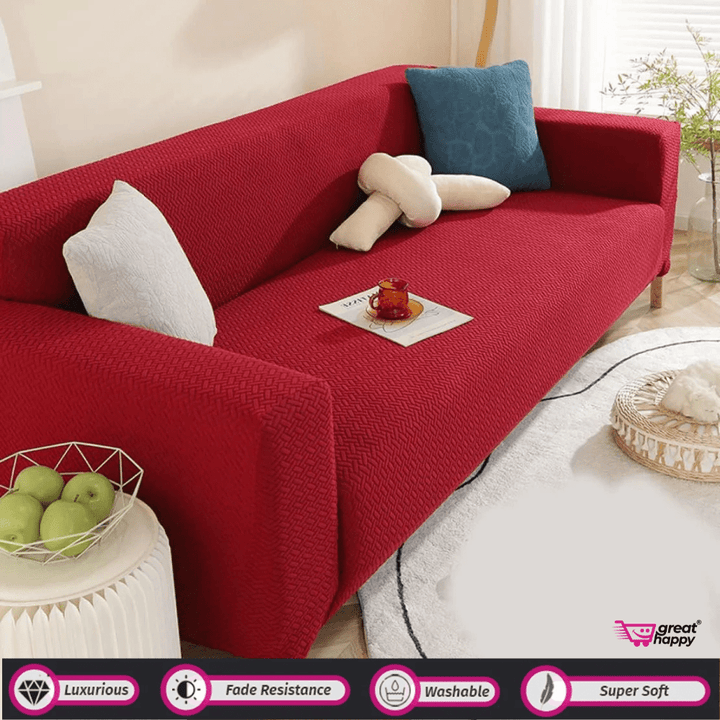 Polar Fleece Sofa Cover - Stretchable & Premium Quality Great Happy IN PF Maroon Sofa Cover 1 Seater - ₹1999 