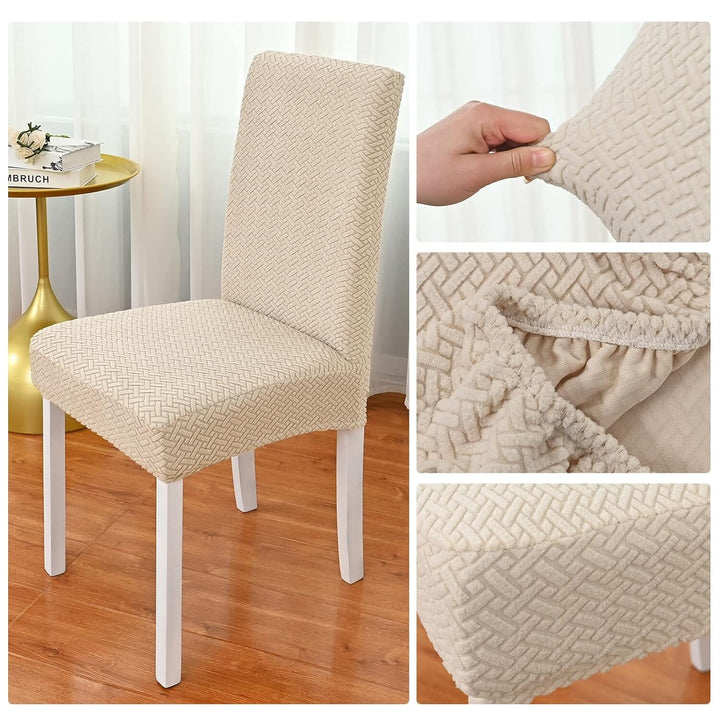 Cream Polar Fleece Premium Chair Cover - Stretchable & Elastic Fitted Great Happy IN 