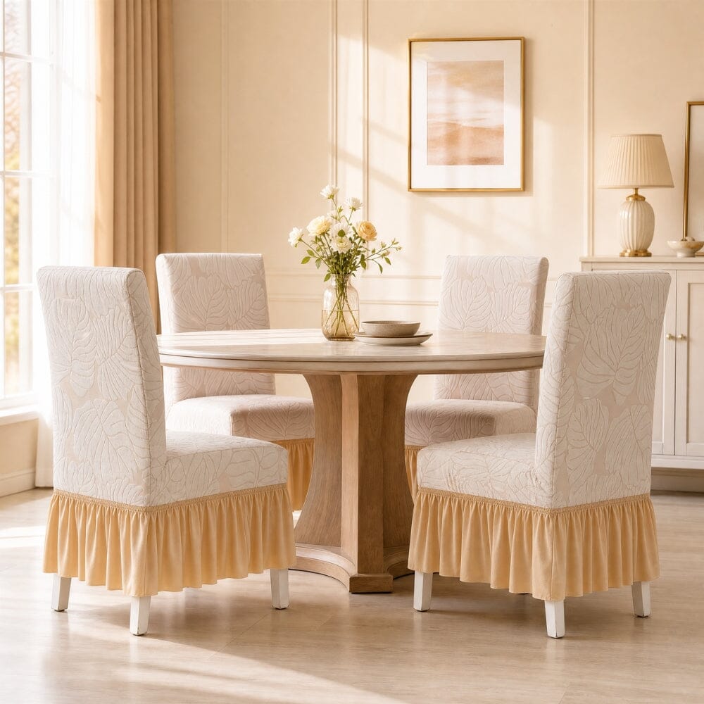 Jacquard Frill Chair Cover — Stretchable, Elastic Fit for Dining Chairs jacquard chair cover Great Happy IN 