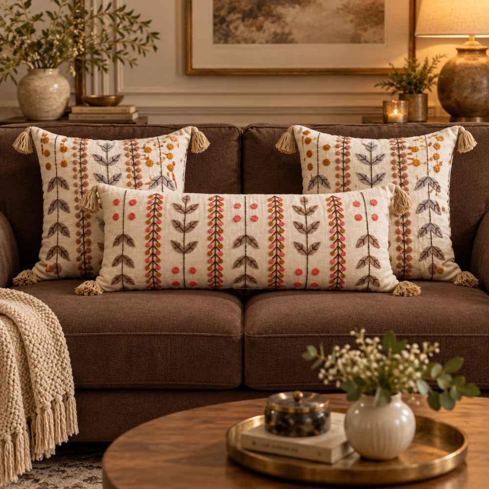 Festive Sofa Styling Set - Buy 1 Lumbar Cover, Get 2 Cushion Covers FREE cushion cover Great Happy IN Sage Vine 