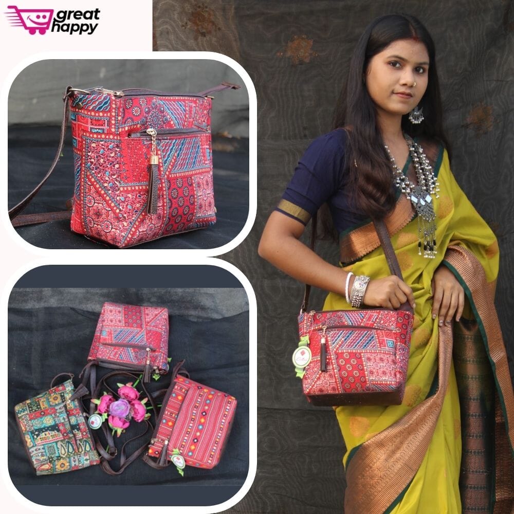 Women's Ikat Sling Bag Great Happy IN 