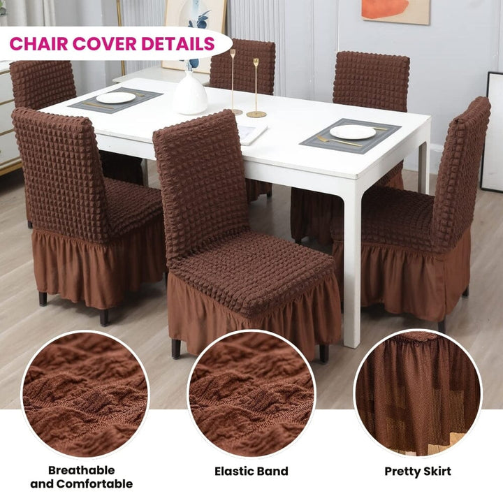 Bubble Frill Chair Cover- Stretchable & Elastic Fitted Great Happy IN 