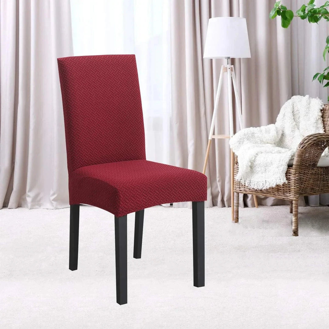 Maroon Polar Fleece Premium Chair Cover - Stretchable & Elastic Fitted Great Happy IN 