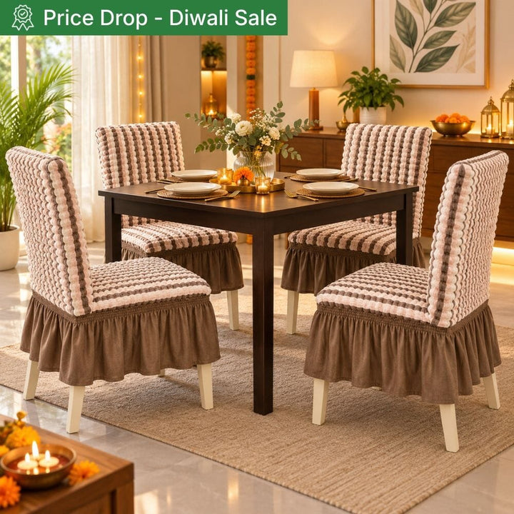 Bubble Frill Chair Cover- Stretchable & Elastic Fitted bubble frill chair cover Great Happy IN 