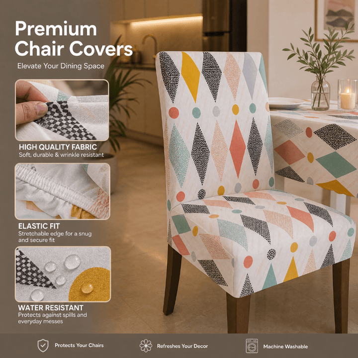 Poppy Premium Chair Cover - Stretchable & Elastic Fitted Great Happy IN 