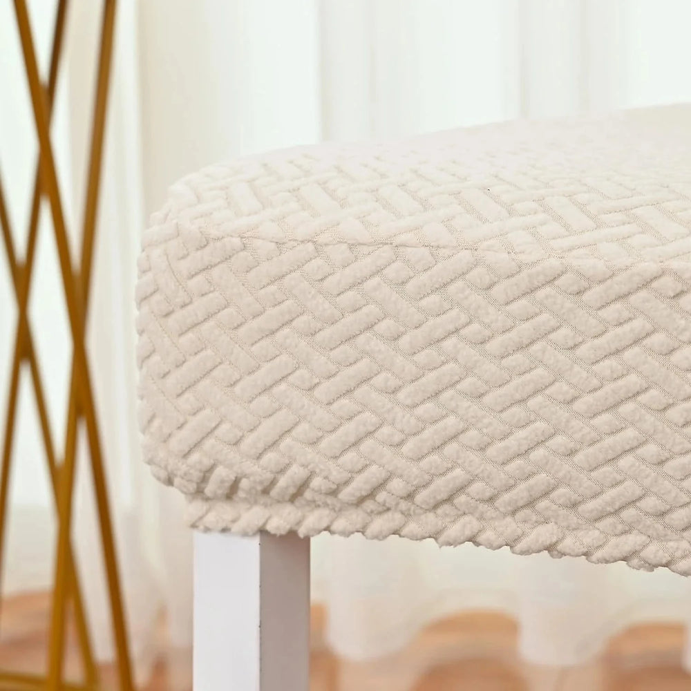 Cream Polar Fleece Premium Chair Cover - Stretchable & Elastic Fitted Great Happy IN 