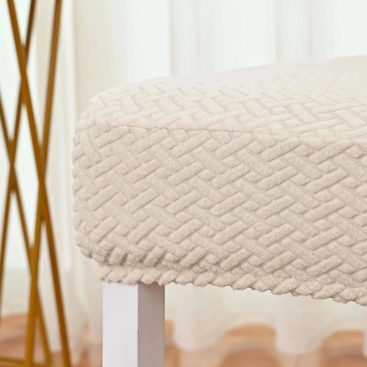 Cream Polar Fleece Premium Chair Cover - Stretchable & Elastic Fitted Great Happy IN 