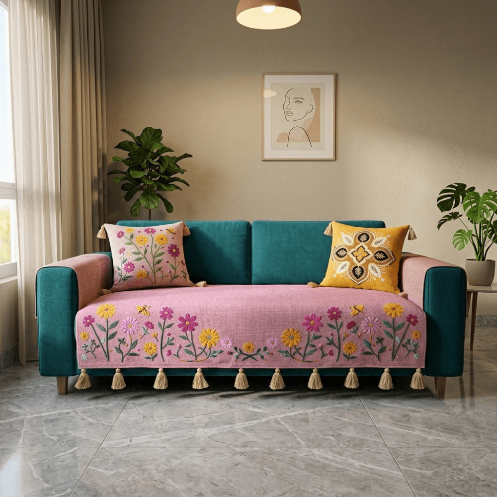 Jute Cotton Sofa Cover jute sofa cover Great Happy IN Rose Meadow 3 Seater 