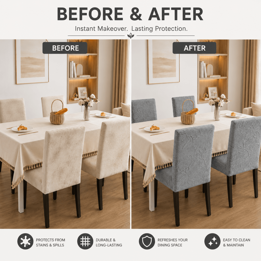 Dark Grey Jacquard Chair Cover- Stretchable & Elastic Fitted jacquard chair cover Great Happy IN 