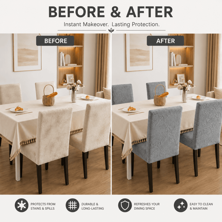 Dark Grey Jacquard Chair Cover- Stretchable & Elastic Fitted jacquard chair cover Great Happy IN 