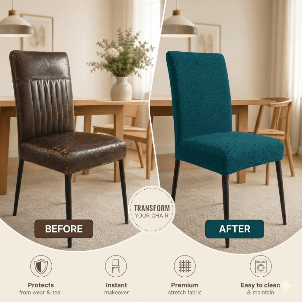 Teal Polar Fleece Premium Chair Cover - Stretchable & Elastic Fitted polar fleece chair cover Great Happy IN 