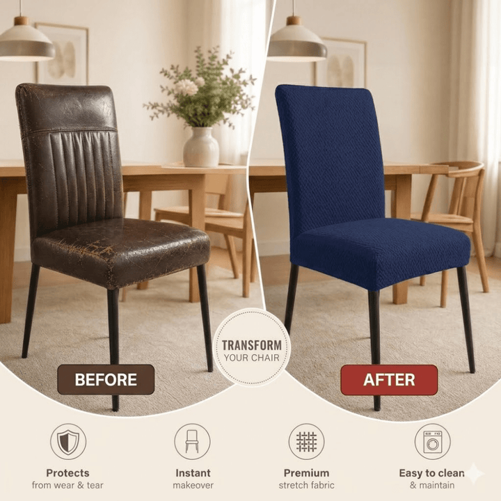 Navy Blue Polar Fleece Premium Chair Cover - Stretchable & Elastic Fitted polar fleece chair cover Great Happy IN 