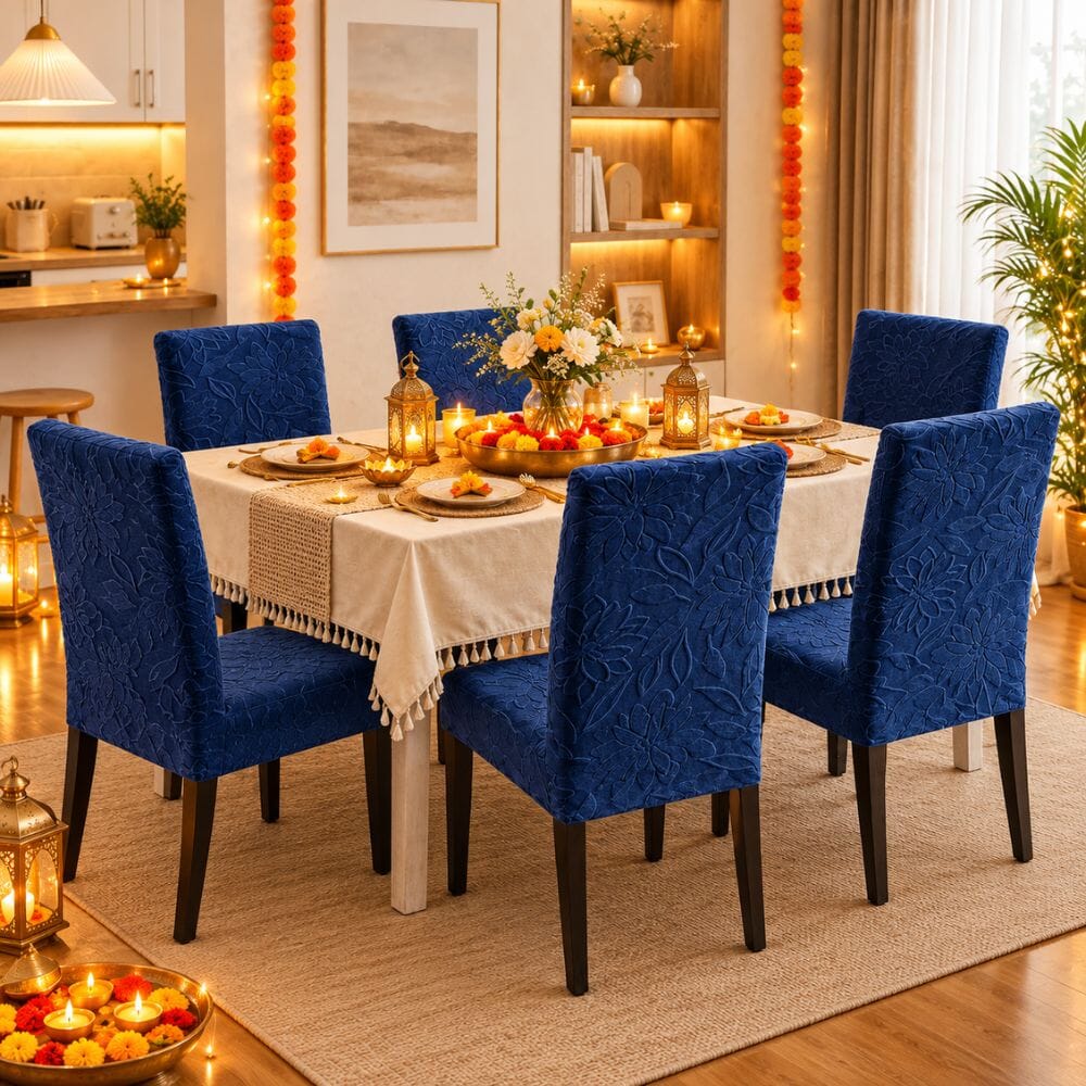 Festive Dining Chair Cover Gift Set — Jacquard Chair Cover ( Set of 6 ) gift Great Happy IN 