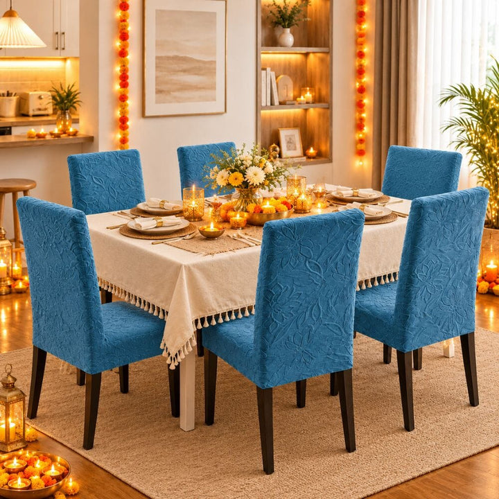 Festive Dining Chair Cover Gift Set — Jacquard Chair Cover ( Set of 6 ) gift Great Happy IN 