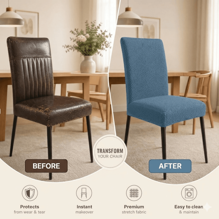 Sky Blue Polar Fleece Premium Chair Cover - Stretchable & Elastic Fitted polar fleece chair cover Great Happy IN 