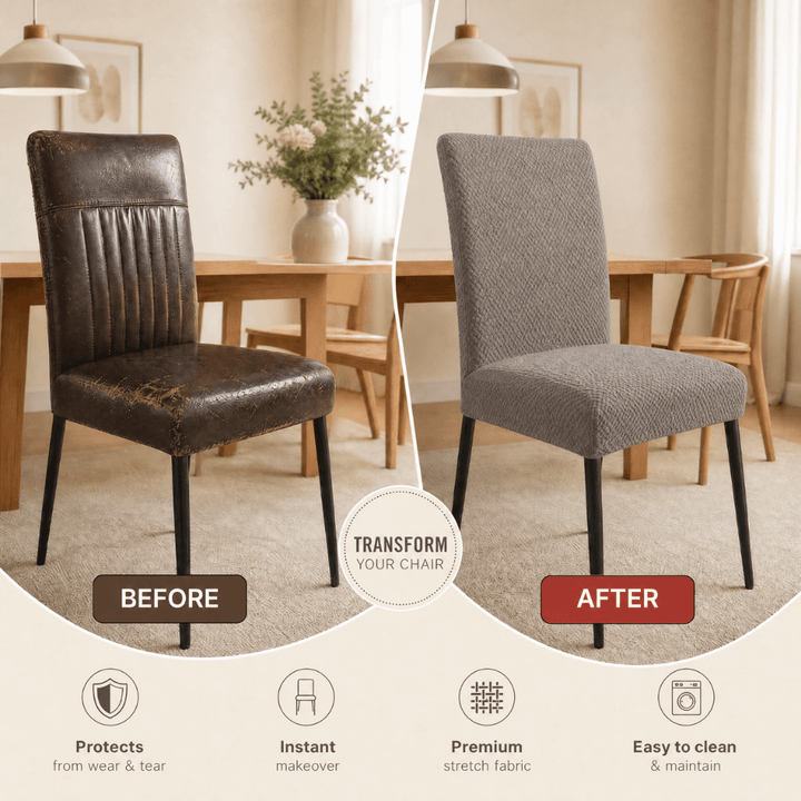 Khaki Polar Fleece Premium Chair Cover - Stretchable & Elastic Fitted polar fleece chair cover Great Happy IN 