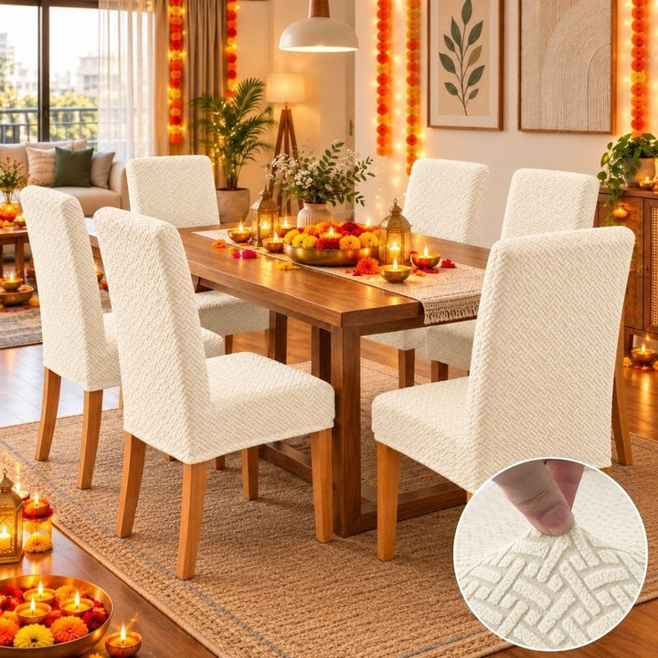 Festive Dining Chair Cover Gift Set — Polar Fleece Chair Cover ( Set of 6 ) gift Great Happy IN 