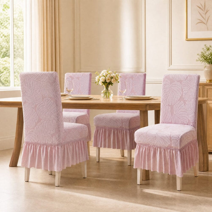 Jacquard Frill Chair Cover — Stretchable, Elastic Fit for Dining Chairs jacquard chair cover Great Happy IN 