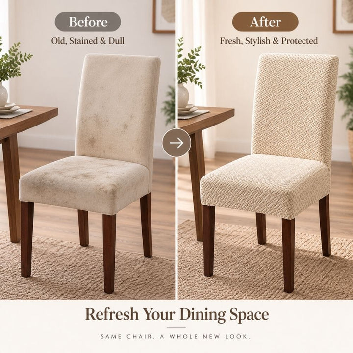 Cream Polar Fleece Premium Chair Cover - Stretchable & Elastic Fitted polar fleece chair cover Great Happy IN 