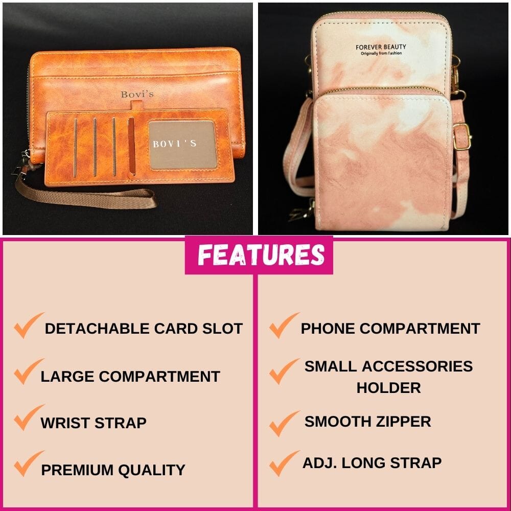 Women's Portable Sling Bag & Wallet Combo Bag Great Happy IN 