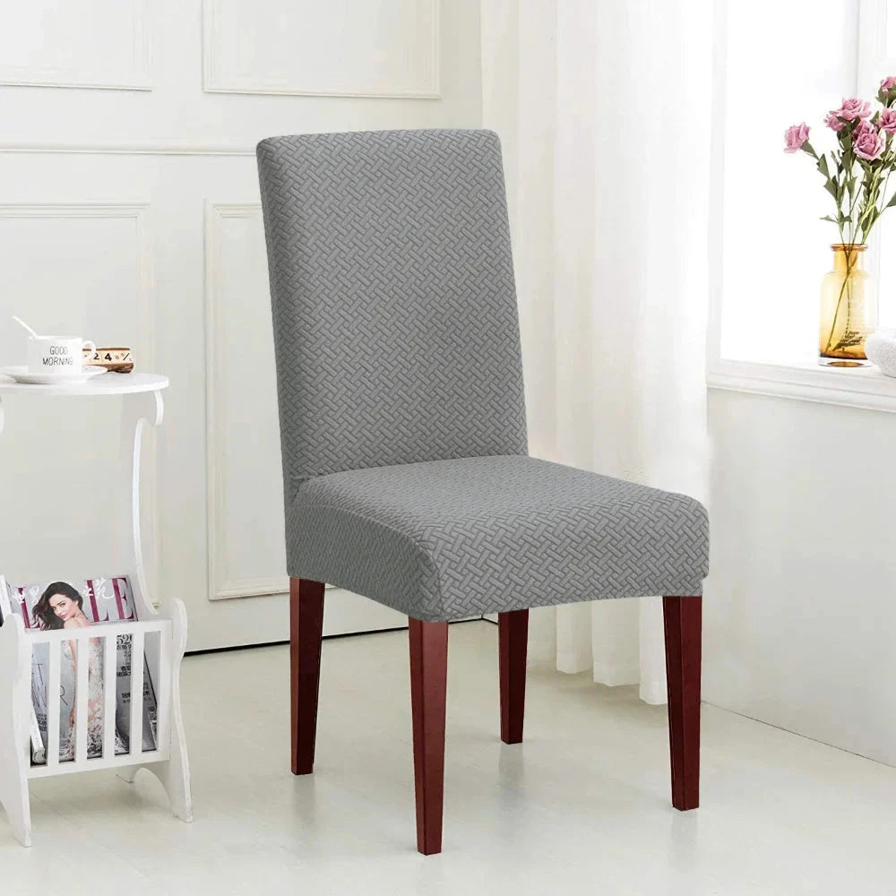 Grey Polar Fleece Premium Chair Cover - Stretchable & Elastic Fitted Great Happy IN 
