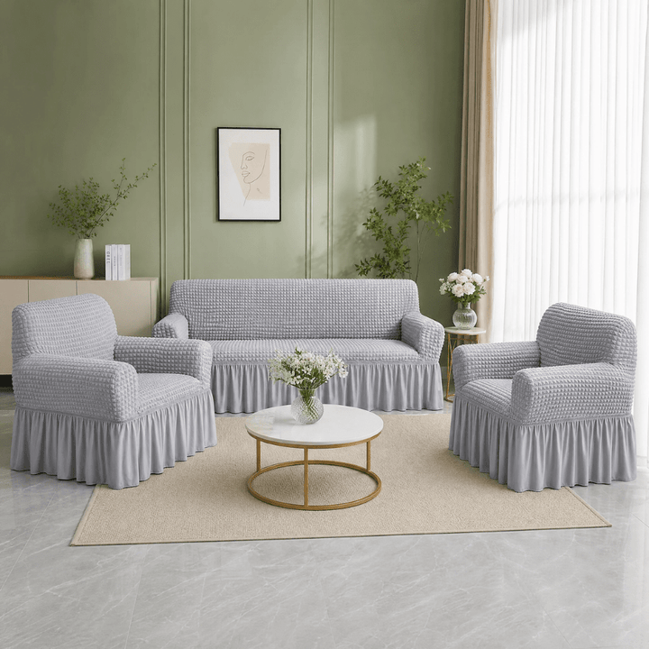 Smoke Bubble Frill Sofa Cover bubble frill sofa cover Great Happy IN 3+1+1 Seater 