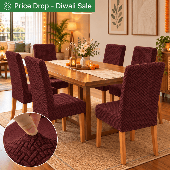 Dark Brown Polar Fleece Premium Chair Cover - Stretchable & Elastic Fitted polar fleece chair cover Great Happy IN 4 PCS - ₹1699 