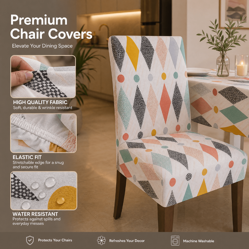 Brown Diamond Premium Chair Cover - Stretchable & Elastic Fitted Great Happy IN 