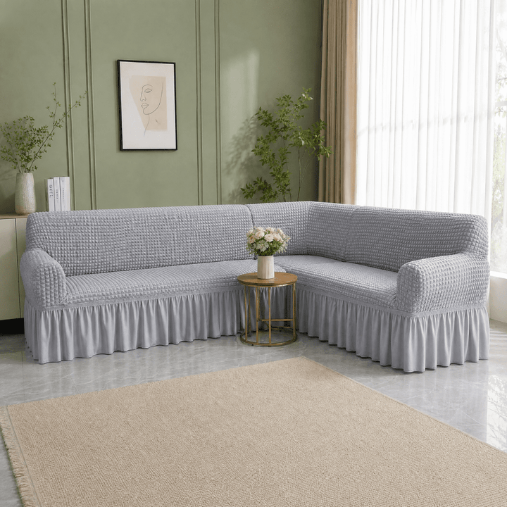 Smoke Bubble Frill Sofa Cover bubble frill sofa cover Great Happy IN 3+2(L SHAPE) 