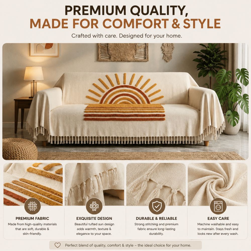 Sunshine Jute Cotton Sofa Throw