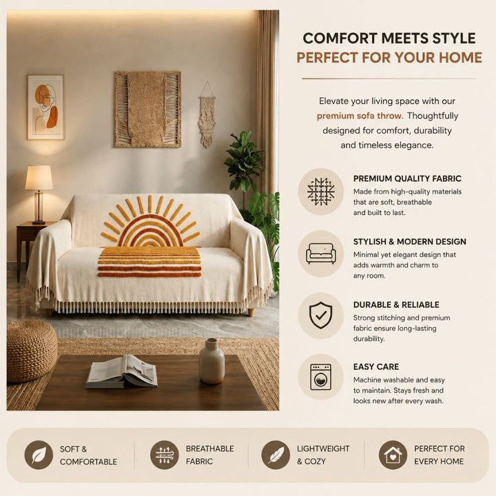 Sunshine Jute Cotton Sofa Throw