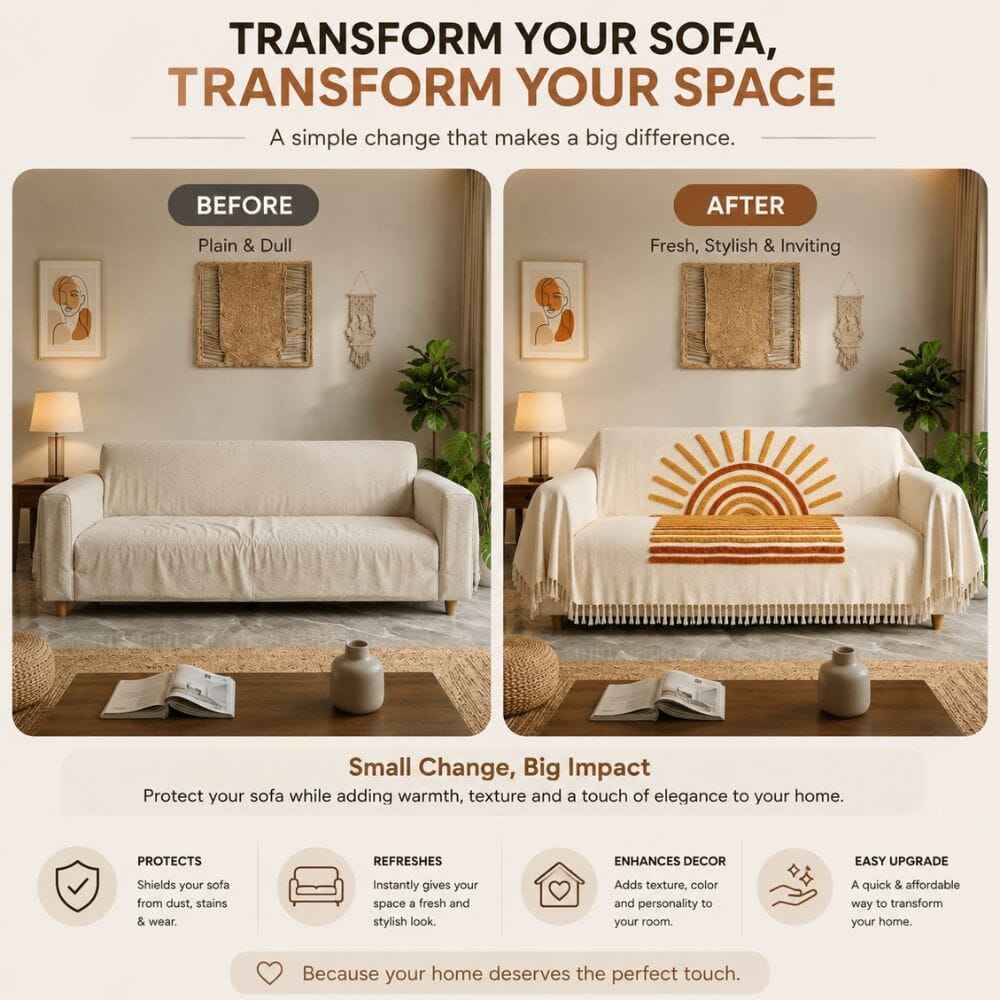 Sunshine Jute Cotton Sofa Throw