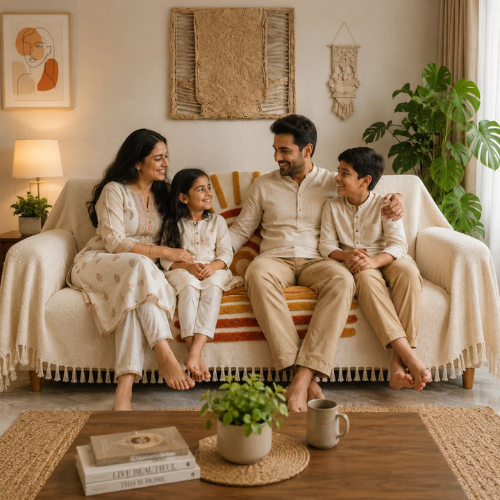 Sunshine Jute Cotton Sofa Throw