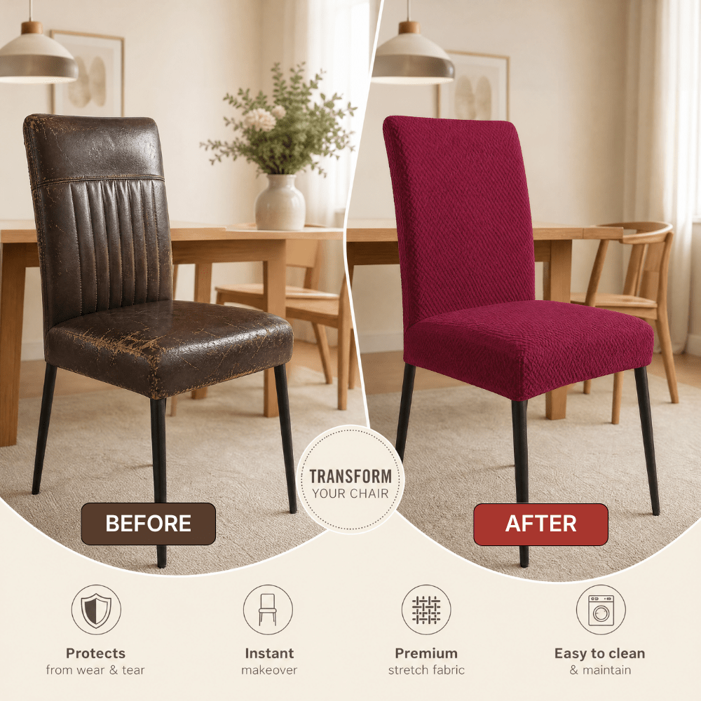 Khaki Polar Fleece Premium Chair Cover - Stretchable & Elastic Fitted Great Happy IN 
