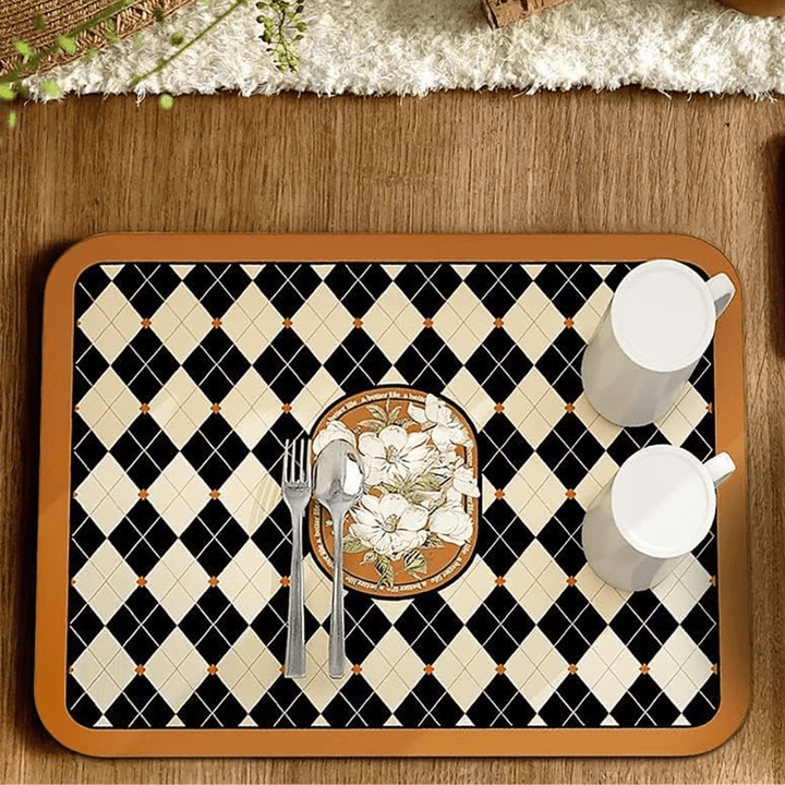 Quick Dry Kitchen Mat Great Happy IN 2 PCS - ₹599 Checkered Bloom 