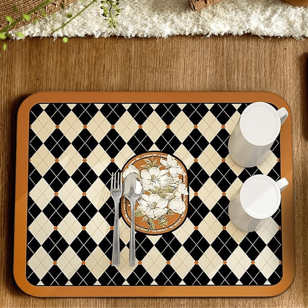 Quick Dry Kitchen Mat Great Happy IN 2 PCS - ₹599 Checkered Bloom 