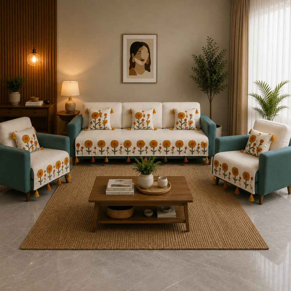 Jute Look Cotton Sofa Cover jute sofa cover Great Happy IN 