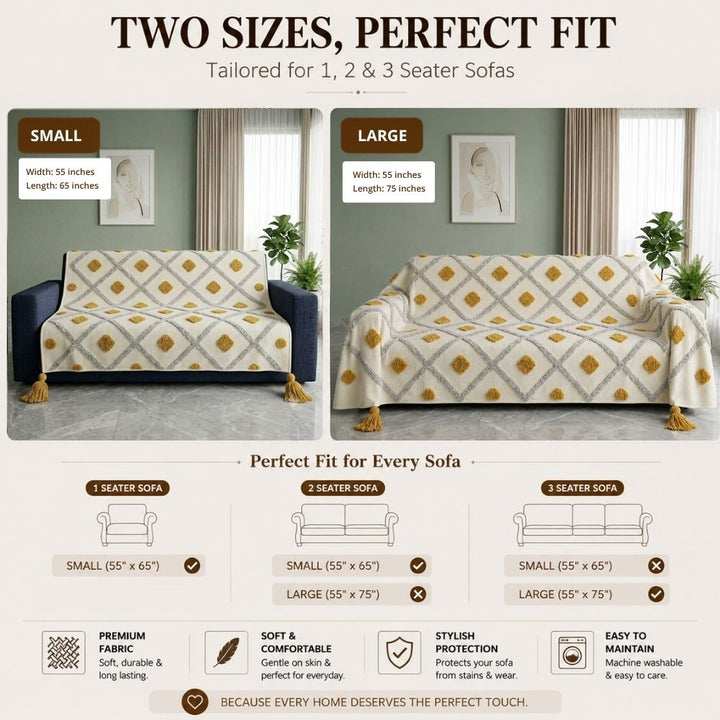 Golden Diamond Jute Cotton Sofa Throw