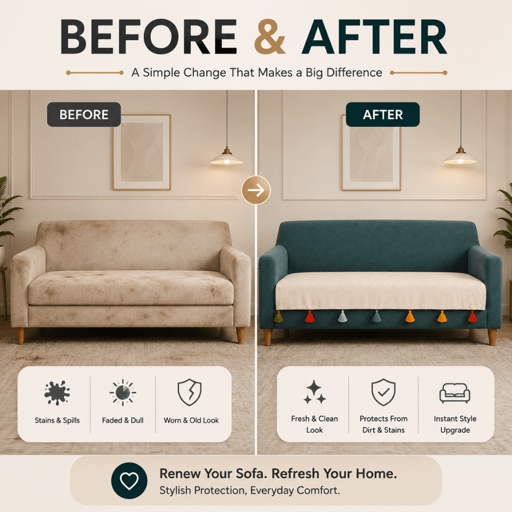 Beige Sadhaa Jute Cotton Sofa Cover jute sofa cover Great Happy IN 